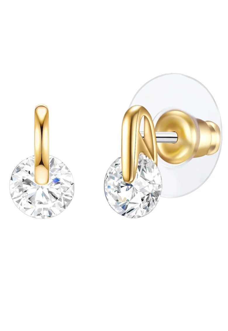 Cercei cu tija de aur de 14K filat cu zirconia, Auriu