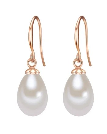 Cercei placati cu aur de 14K si decorati cu perle, Auriu rose