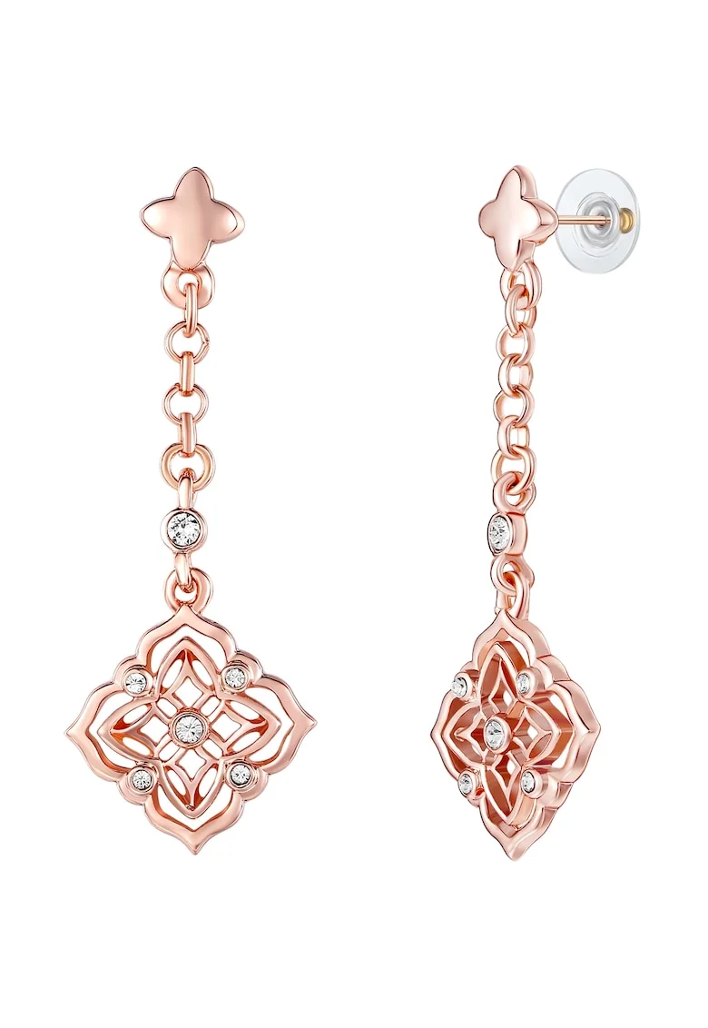 Cercei placati cu aur de 14K si decorati cu cristale, Auriu rose