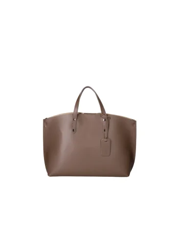 Geanta de piele cu bareta si etui interior detasabil, Maro taupe