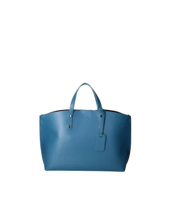 Geanta de piele cu bareta si etui interior detasabil, Albastru
