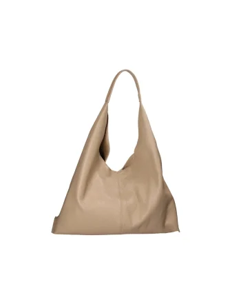 Geanta hobo de piele cu etui cu fermoar, Maro taupe
