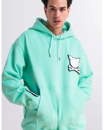 Hanorac unisex cu logo Ruthless, Albastru aquamarin