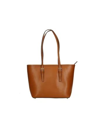 Geanta tote din piele saffiano, Caramel