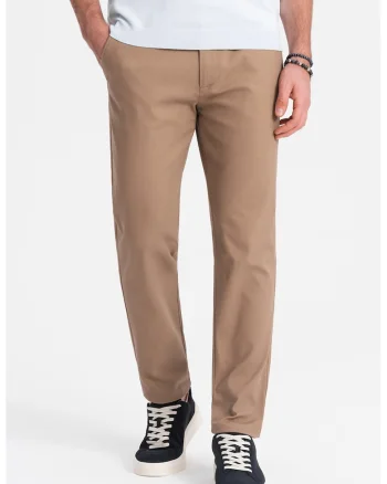 Pantaloni chino cu buzunare laterale, Maro deschis