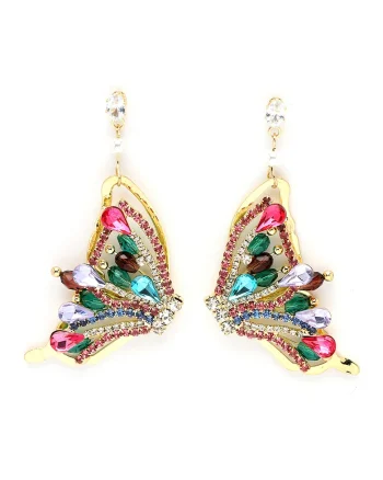 Cercei drop in forma de fluture, Multicolor