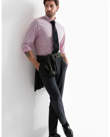 Camasa regular fit cu guler ascutit, Roz pal