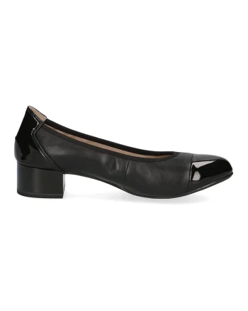 Pantofi de piele si piele ecologica cu toc masiv, Negru