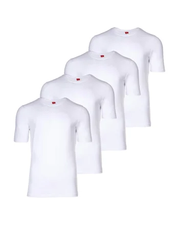 Set de tricouri cu decolteu rotund - 4 piese, Alb