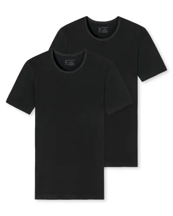 Set de tricouri cu decolteu la baza gatului - 2 piese, Negru