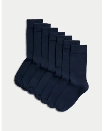 Set de sosete lungi uni - 7 perechi, Albastru ultramarin