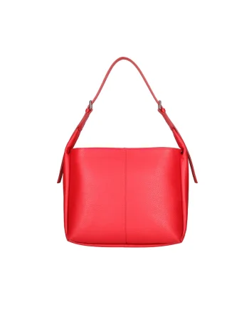 Geanta din piele cu bareta de umar, Rosu