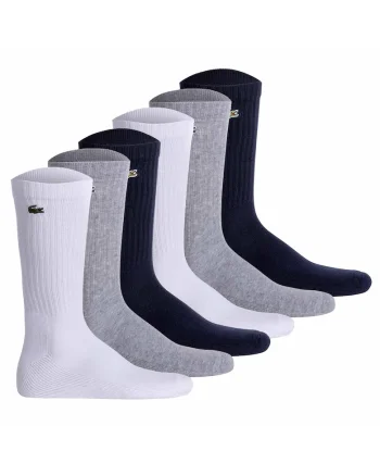 Set de sosete lungi unisex - 6 perechi, Alb/Gri/Albastru inchis