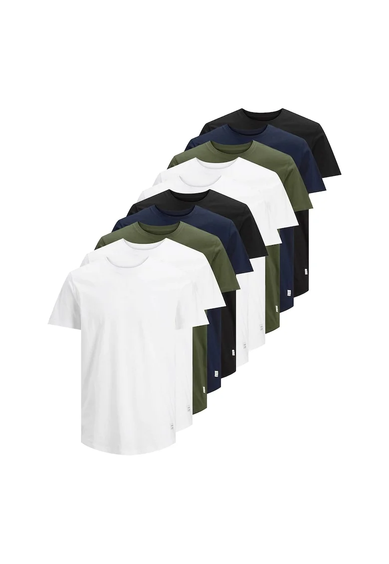 Set de tricouri de bumbac - 10 piese, Alb/Negru/Kaki