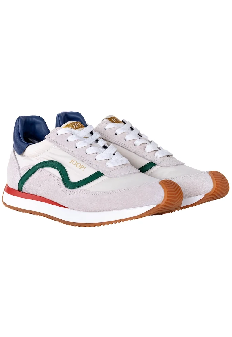Pantofi sport de piele intoarsa cu garnituri textile 26673, Alb murdar