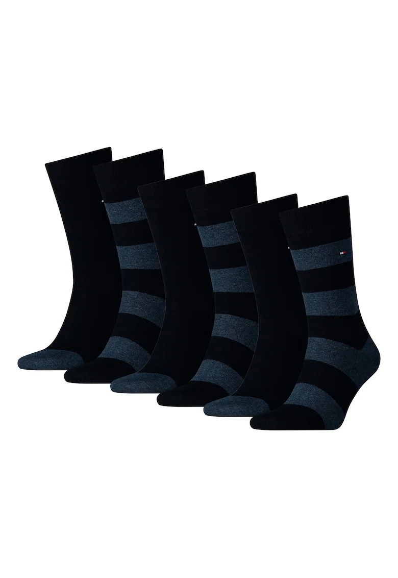 Set de sosete lungi cu dungi - 6 perechi, Albastru inchis