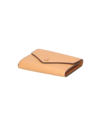 Portofel de piele cu clapa, Caramel