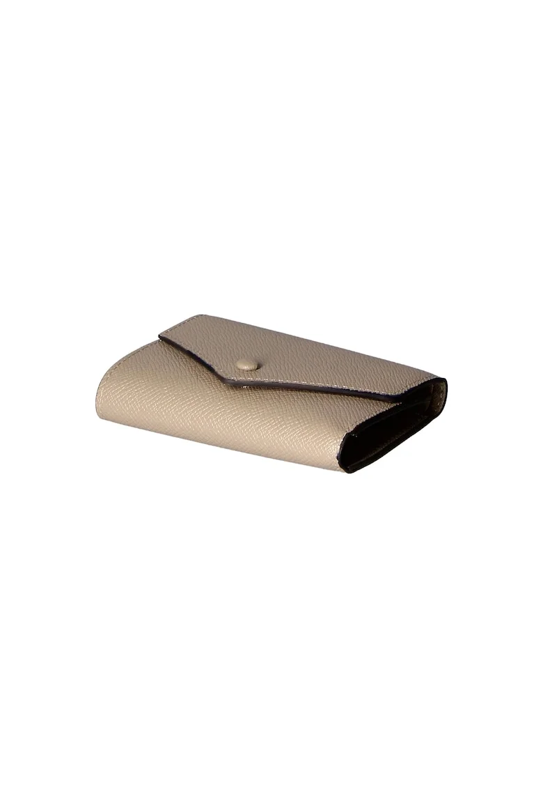 Portofel de piele cu clapa si aspect texturat 25577, Maro taupe