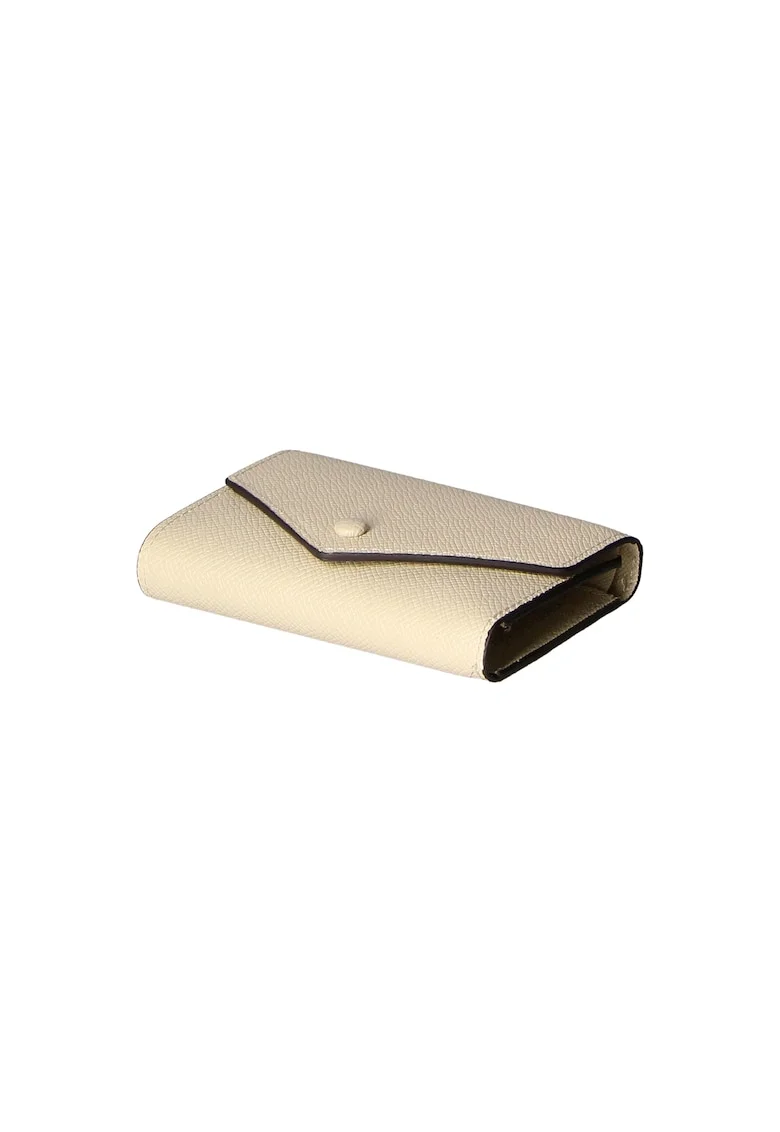 Portofel de piele cu clapa si aspect texturat 25577, Bej