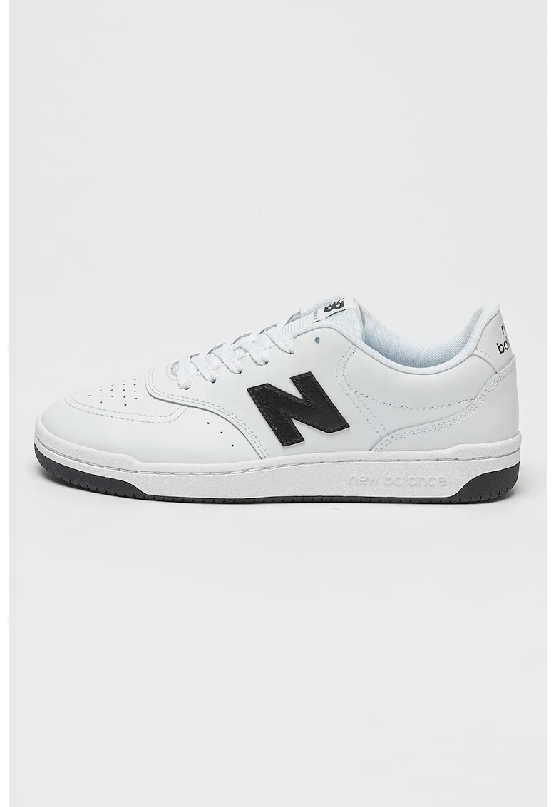 80 Pantofi sport low-cut din piele ecologica, Alb/Negru
