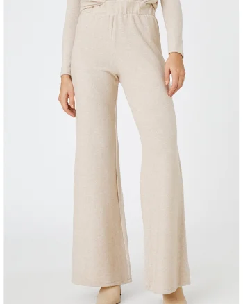 Pantaloni evazati cu talie inalta, Alb fildes