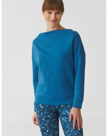 Bluza de trening cu decolteu barcuta Silvana, Albastru