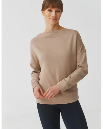 Bluza de trening cu decolteu barcuta Silvana, Bej