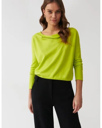 Pulover tricotat fin cu maneci raglan Livo, Verde lime