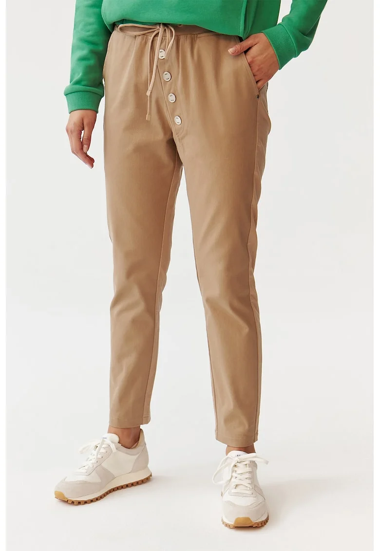 Pantaloni conici cu snururi Naziri, Maro nisip