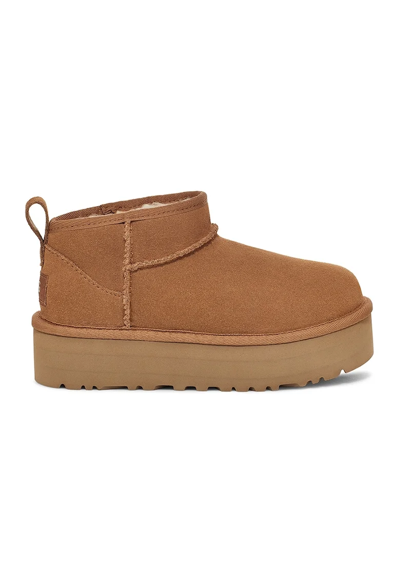 Ghete de piele intoarsa fara inchidere Classic Ultra, Maro scortisoara