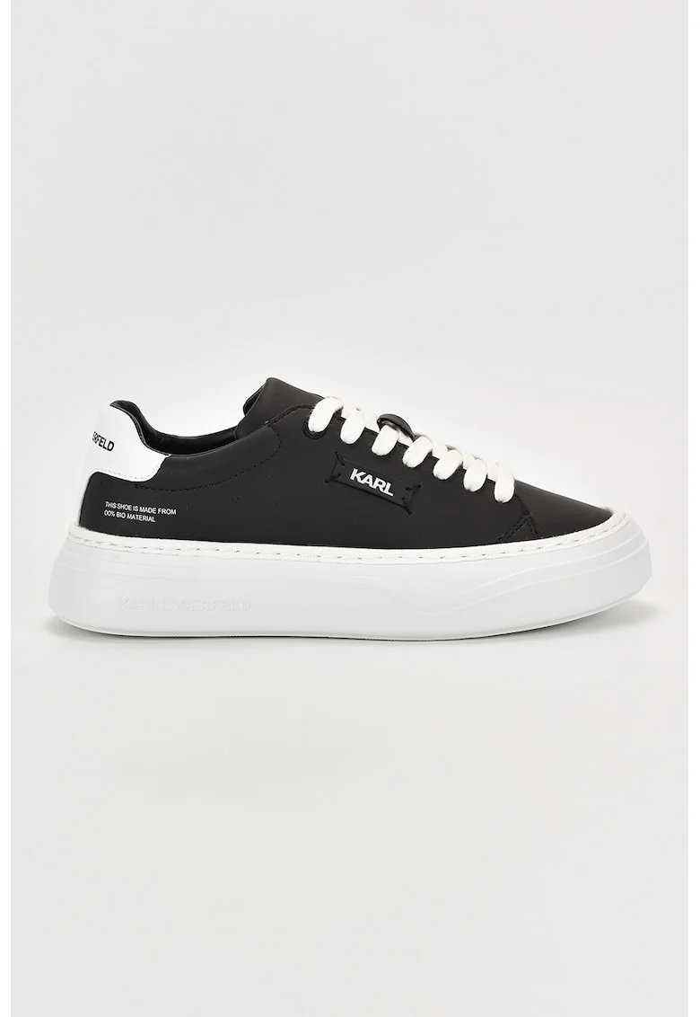 Pantofi sport de piele ecologica cu detalii logo, Negru