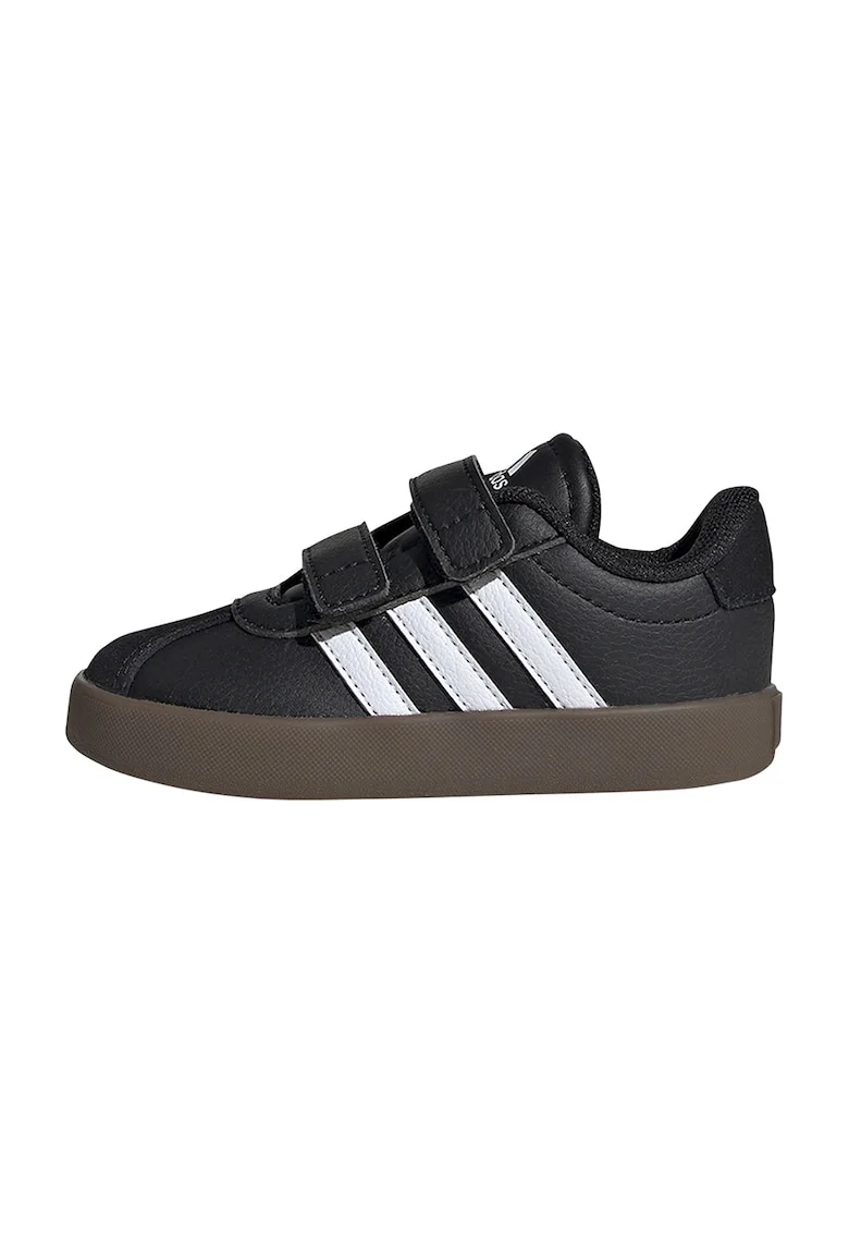 Pantofi sport VL Court de piele ecologica si piele intoarsa cu velcro, Alb/Negru