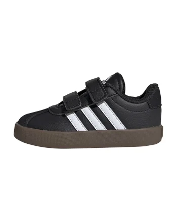 Pantofi sport VL Court de piele ecologica si piele intoarsa cu velcro, Alb/Negru