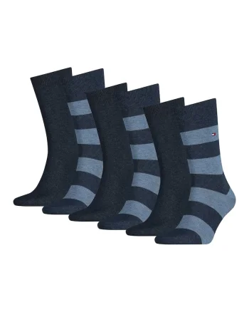 Set de sosete lungi cu dungi - 6 perechi, Albastru
