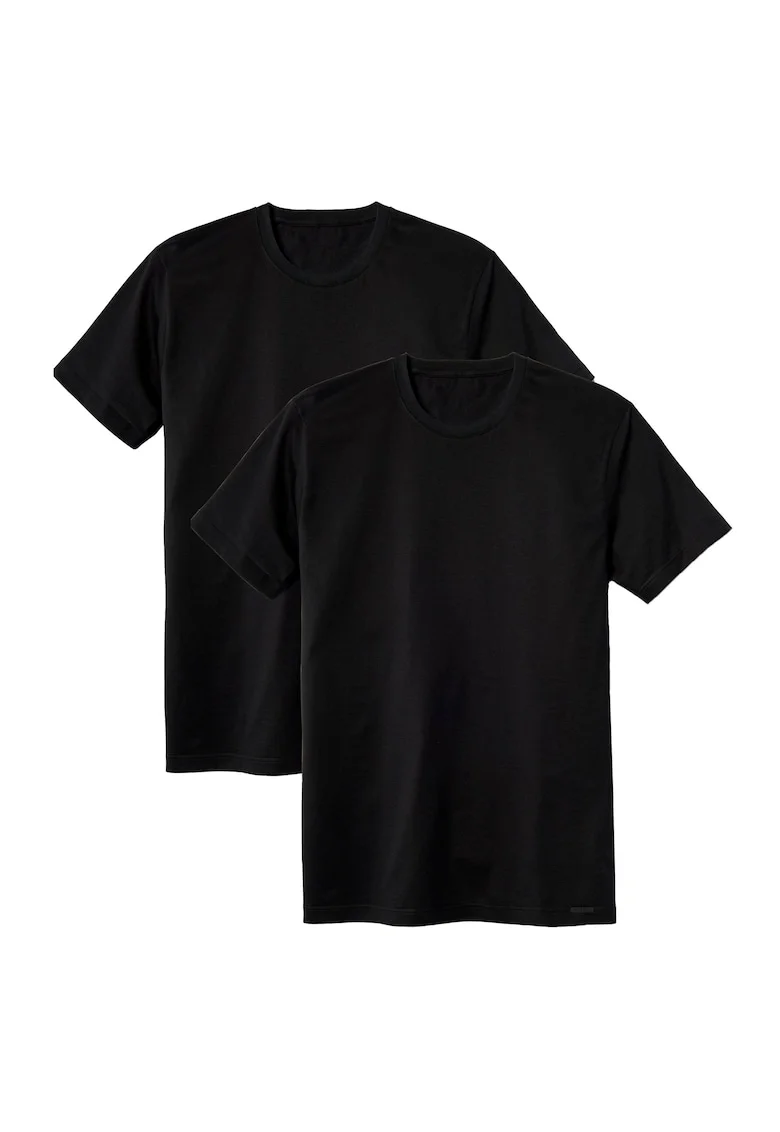 Set de tricouri cu decolteu la baza gatului - 2 piese, Negru