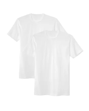 Set de tricouri cu decolteu la baza gatului - 2 piese, Alb optic