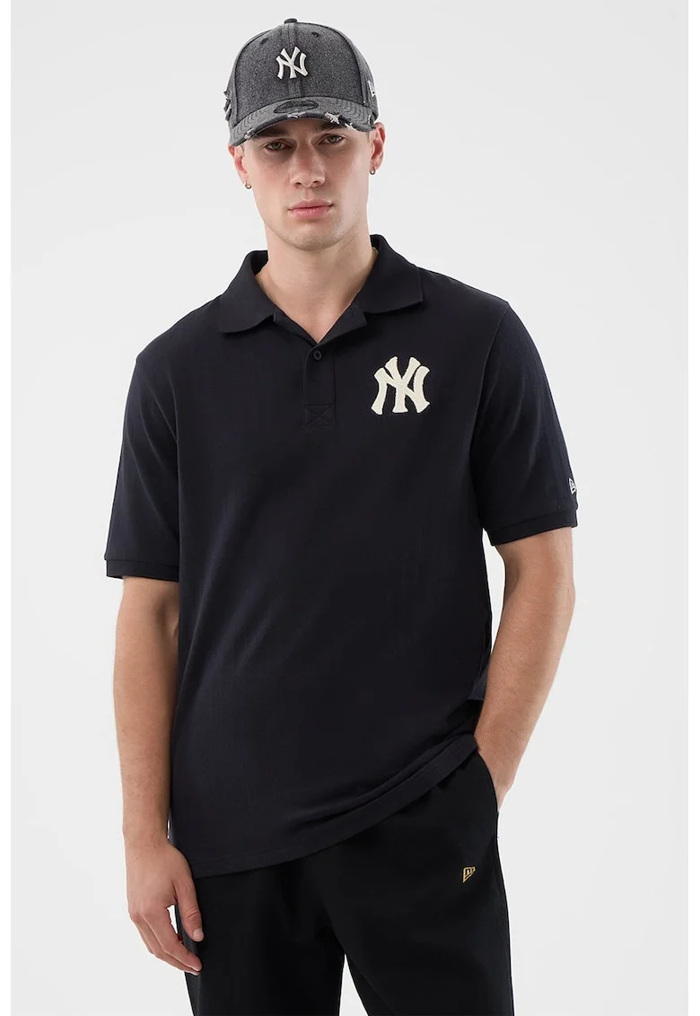 Tricou polo din amestec de bumbac cu logo, Albastru ultramarin