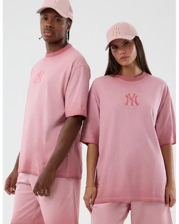 Tricou lejer cu aspect decolorat si model unisex, Roz pastel