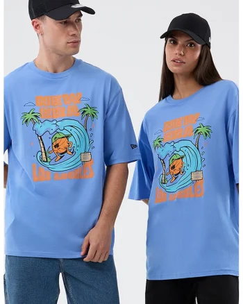 Tricou unisex din bumbac cu design grafic, Albastru pastel