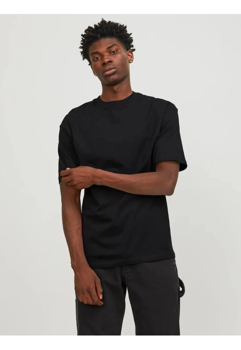 Tricou simplu, Bradley, barbati, din bumbac, Regular fit, Negru