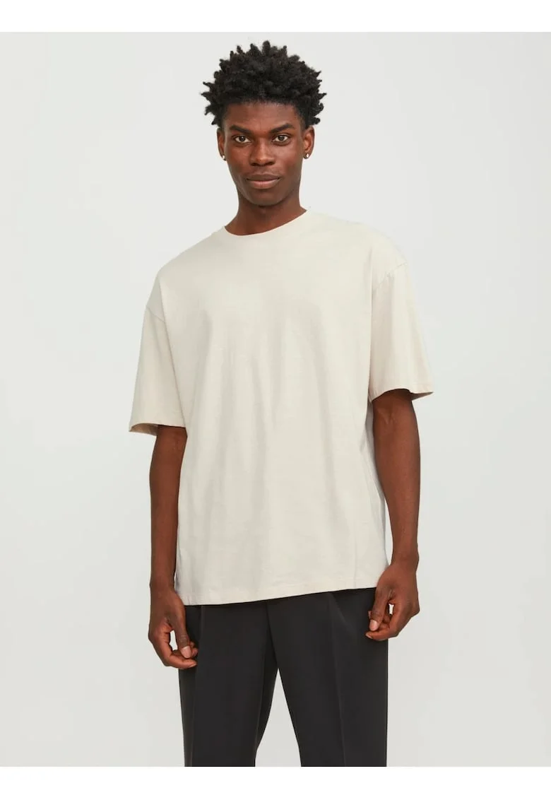 Tricou simplu, Bradley, barbati, din bumbac, Regular fit, Bej