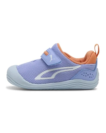 Pantofi sport Kitten de plasa cu banda velcro, Albastru pastel/Portocaliu mandarina