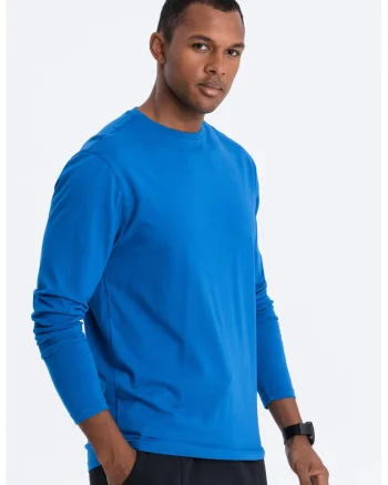 Bluza din bumbac cu decolteu la baza gatului, Albastru deschis