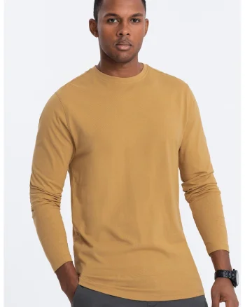 Bluza din bumbac cu decolteu la baza gatului, Galben mustar