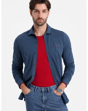 Camasa regular fit de bumbac, Albastru inchis