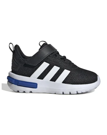Pantofi sport cu velcro si insertii de piele ecologica Racer TR23, Alb/Negru