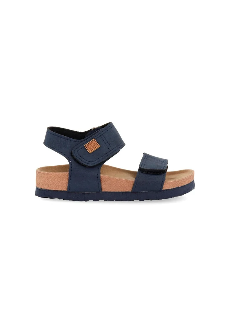 Sandale din piele ecologica cu inchidere velcro Tradegar, Bleumarin