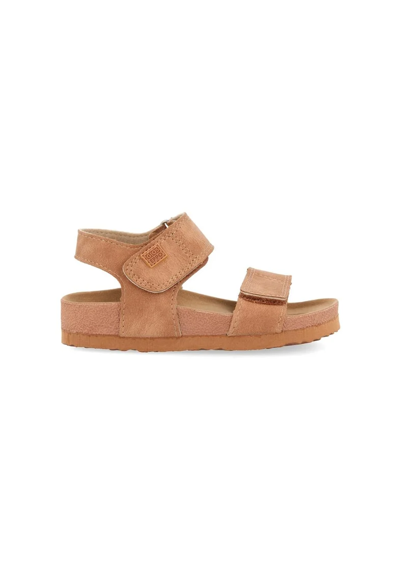 Sandale din piele ecologica cu inchidere velcro Tradegar, Caramel