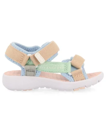 Sandale cu velcro si aspect contrastant ROCHEDO 27703, Piersica/Albastru glaciar