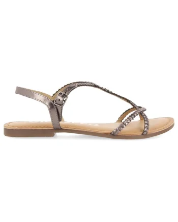 Sandale de piele cu design impletit, Argintiu inchis